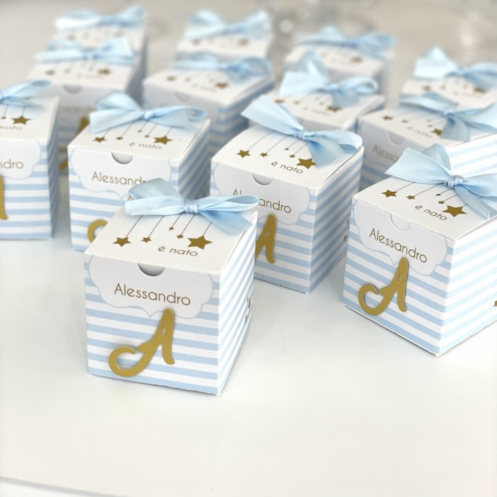BabyCube Box Stars - Scatolina nascita elegante con stelle dorate