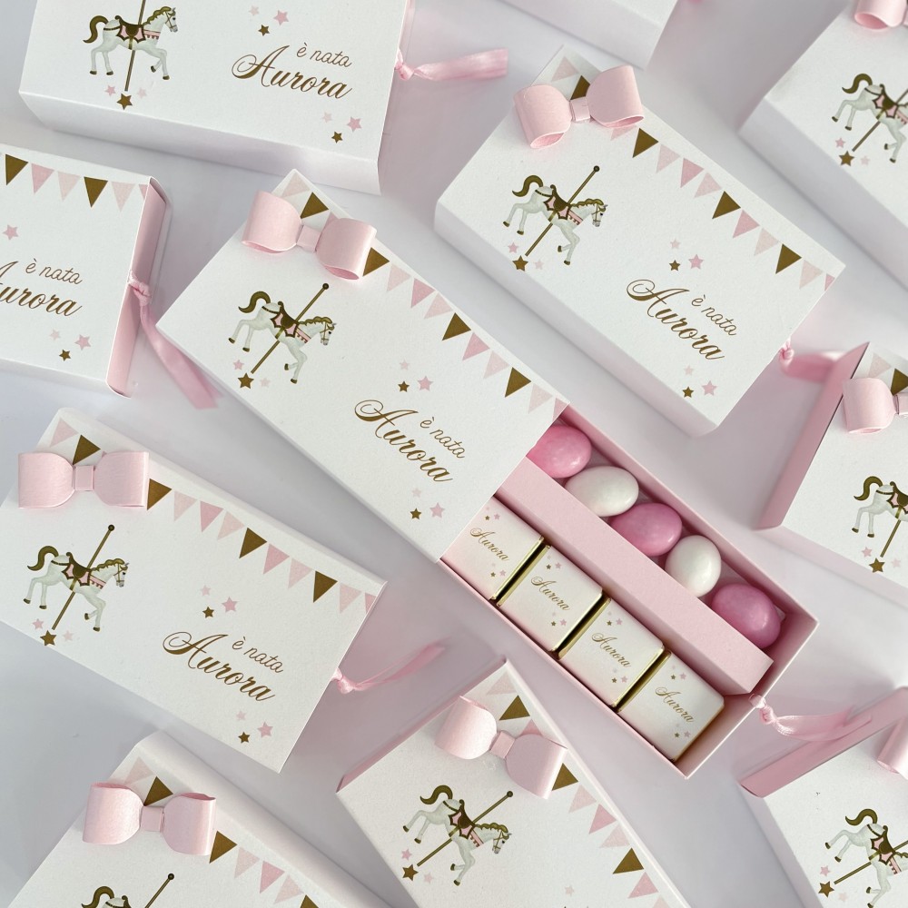 Scatola portaconfetti nascita tema carillon