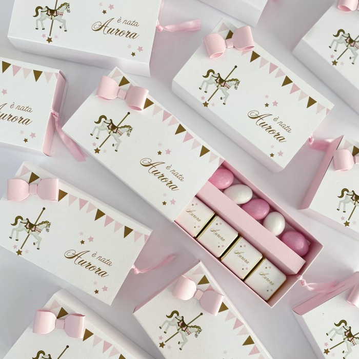 Scatola portaconfetti nascita tema carillon