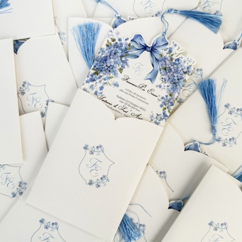 Invito a tasca Blu di Ortensia 2