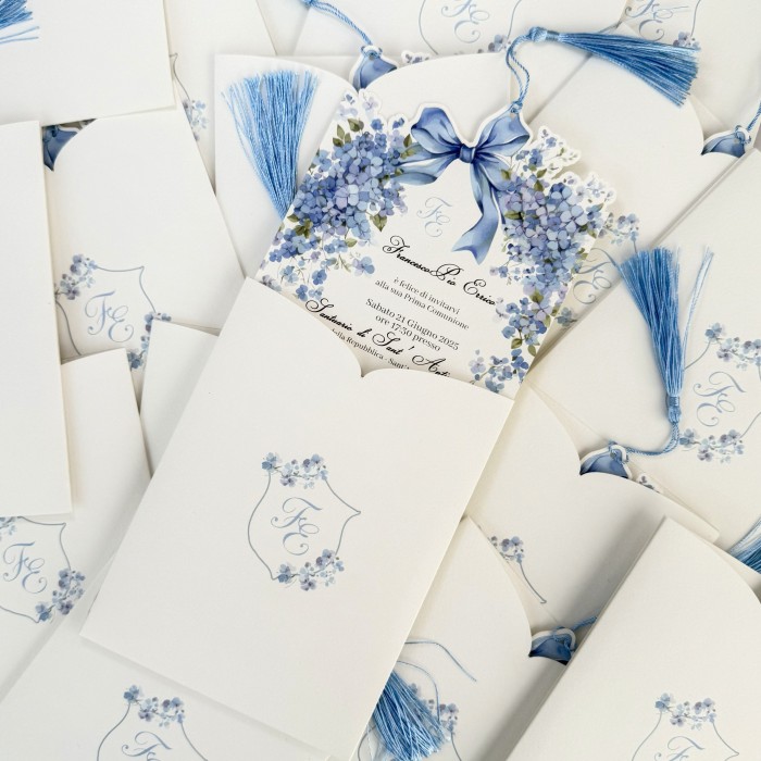 Invito a tasca Blu di Ortensia