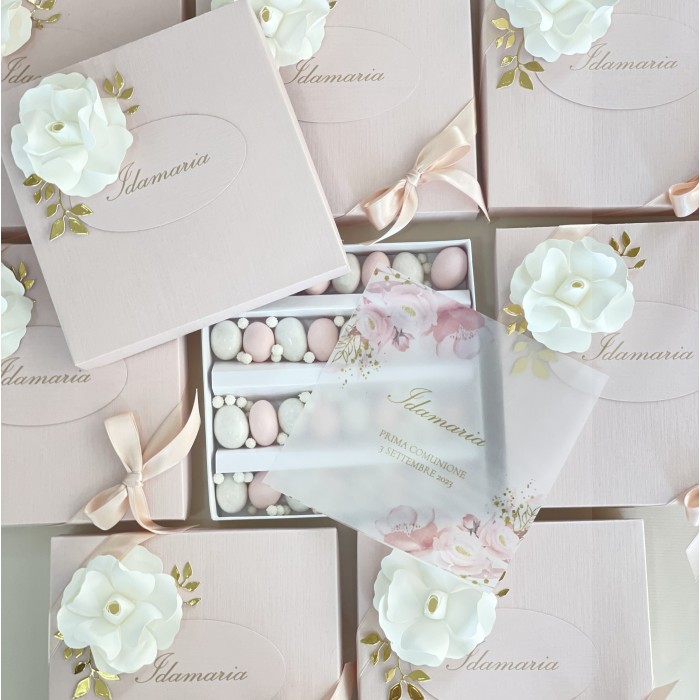 Box con Rosa in rilievo