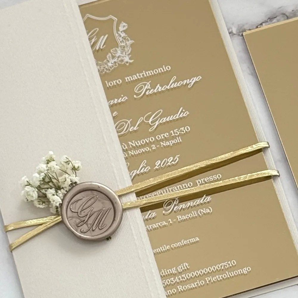 Partecipazione di Nozze Modello Jessica Iside Creazioni , dettaglio cera lacca