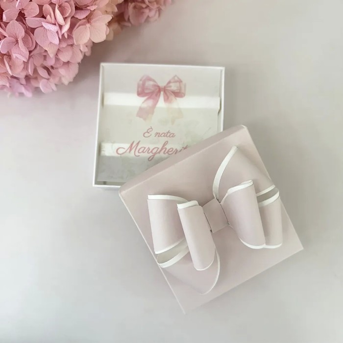 Scatola portaconfetti con Fiocco 3D Linea Fiocco rosa nude