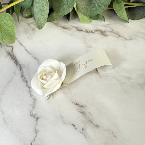 Segnaposto Rosa “Grazie” – Eleganza per il Matrimonio 2